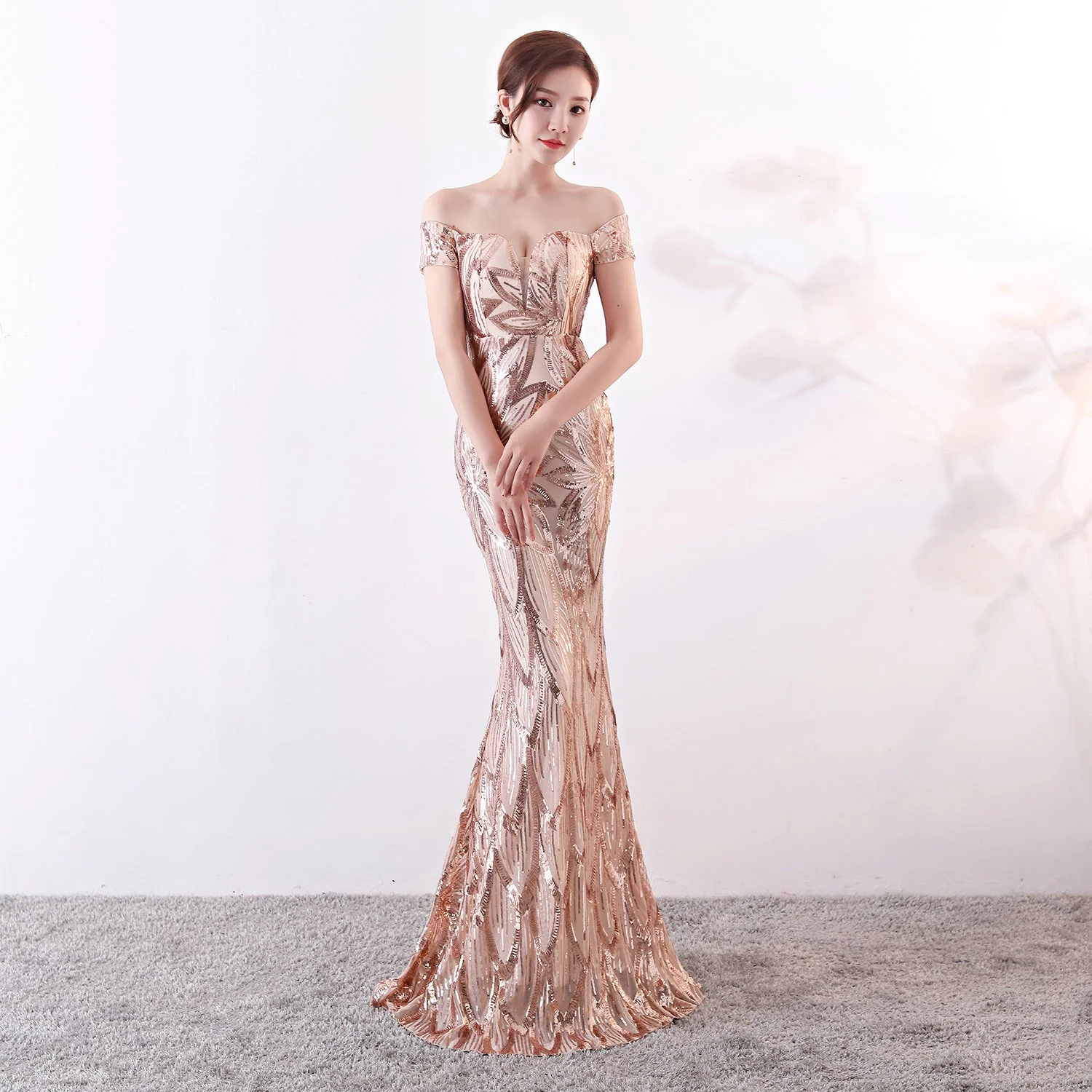 Off the Shoulder Slim Fit Slimming Dress