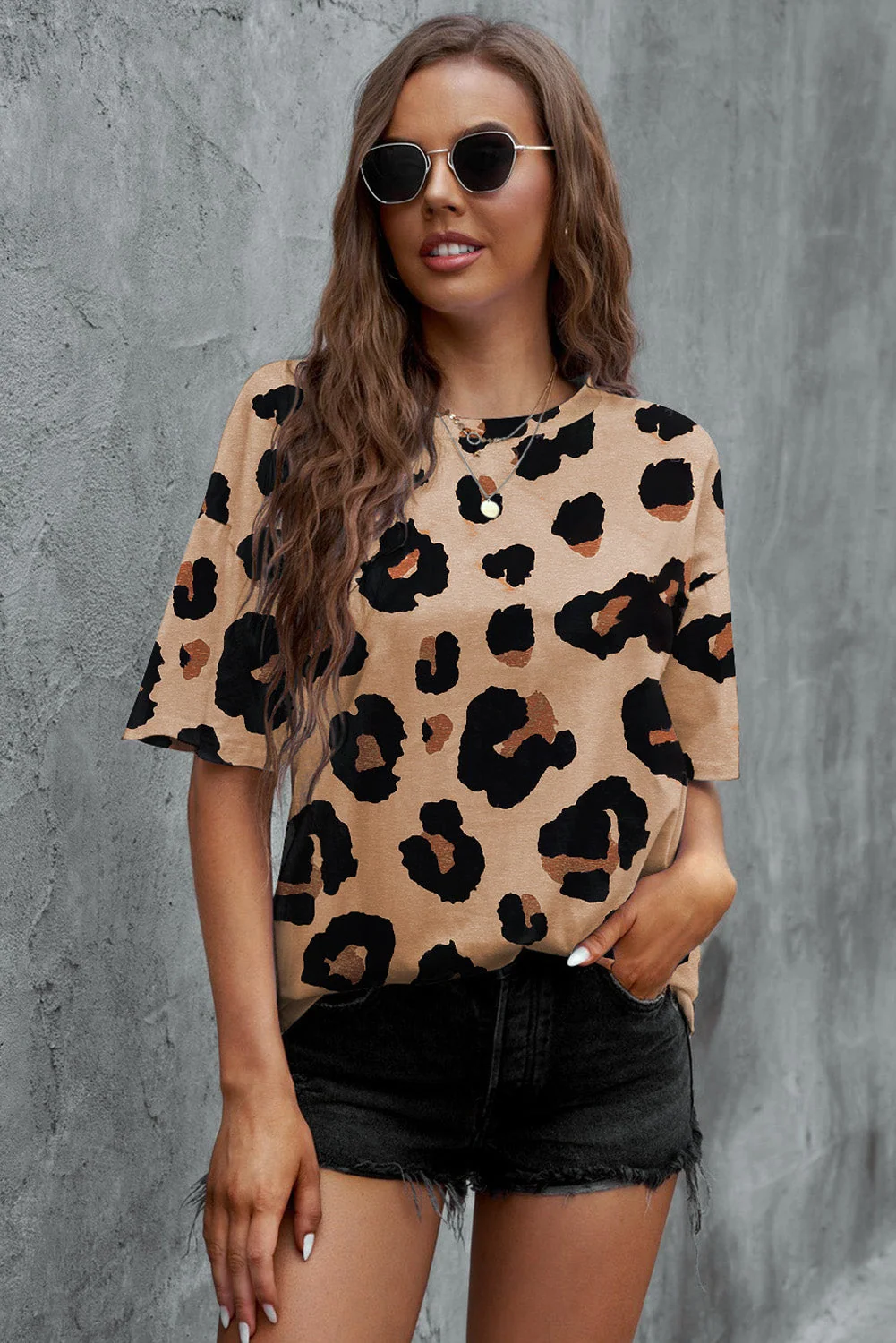 Print Dropped Shoulder Round Neck T-Shirt